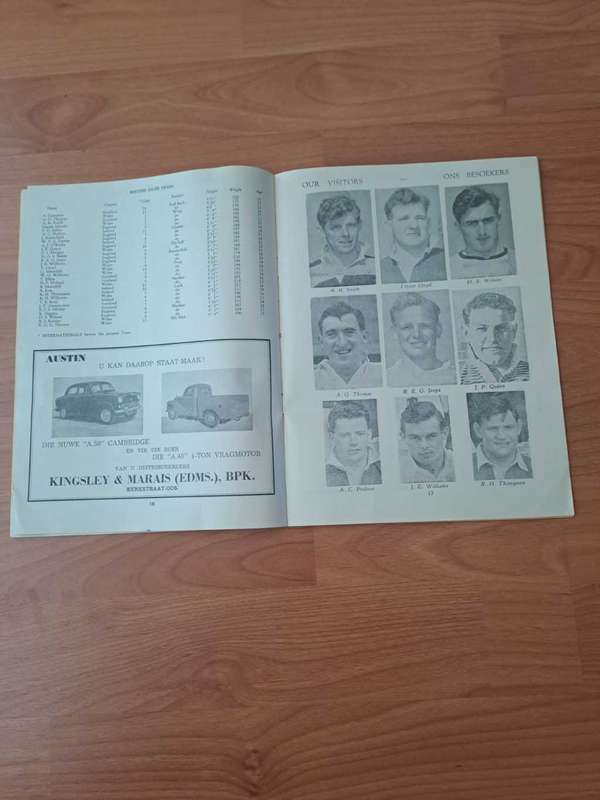 British Isles vs SA, 3rd Test Loftus, 3 September 1955 Official Program, 24 pages