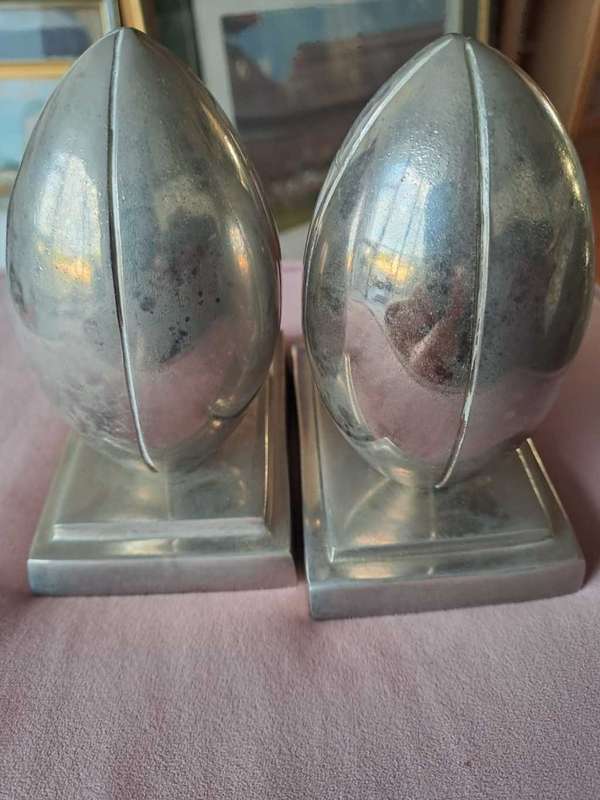 Culinary Concepts silverplated rugby ball bookends
