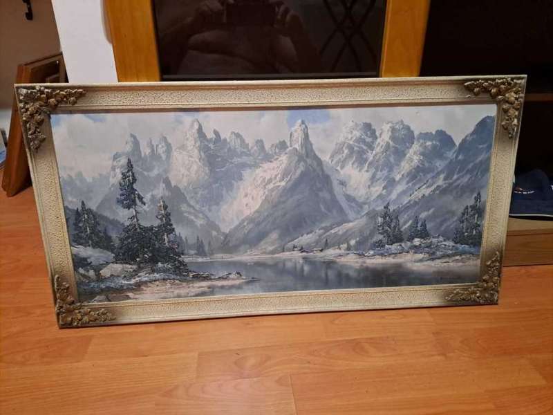 The Dolomites by Arno Lemke, 1960`s Print, Framed