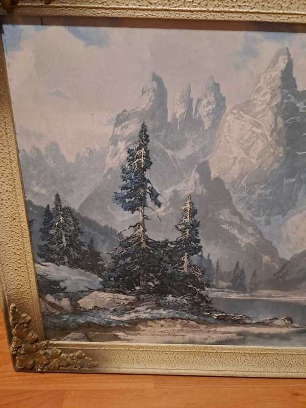 The Dolomites by Arno Lemke, 1960`s Print, Framed
