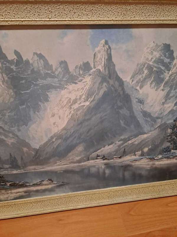 The Dolomites by Arno Lemke, 1960`s Print, Framed