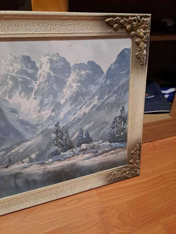 The Dolomites by Arno Lemke, 1960`s Print, Framed