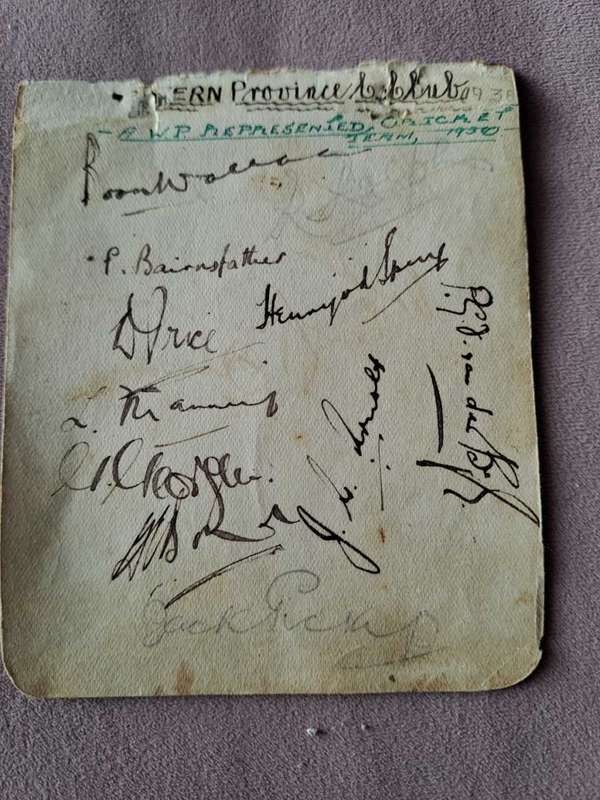 WP Cricket XI with P vd Bijl, B Wallace, Vd Spuy original signatures, 1936 team