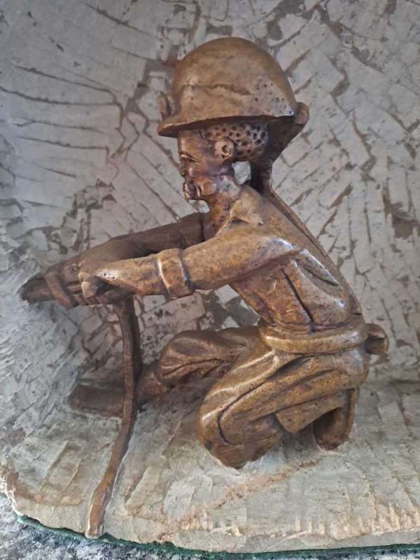 Industrial Art, Soapstone Sculpture, Coal Miners Drilling