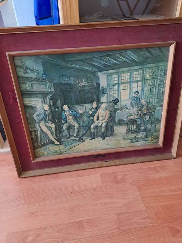 Lovely Antique Print A TALL STORY by Margaret Dovaston, Framed