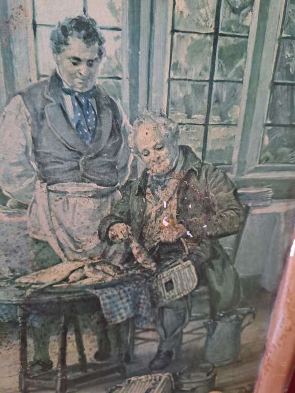Lovely Antique Print A TALL STORY by Margaret Dovaston, Framed
