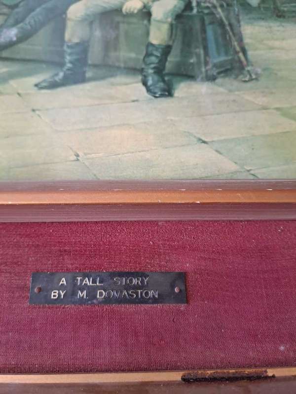 Lovely Antique Print A TALL STORY by Margaret Dovaston, Framed