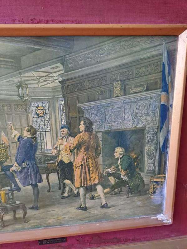 Lovely antique Print THE CONFERENCE by Margaret Dovaston, Framed