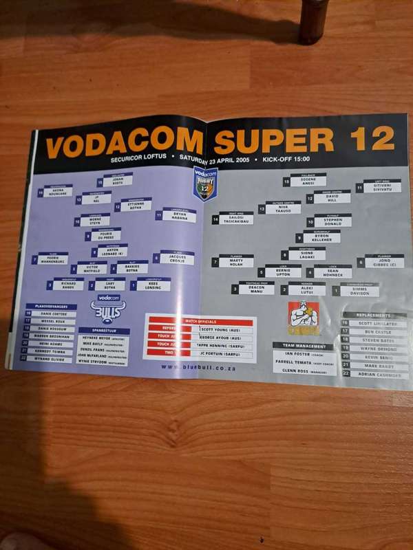 Super 12 Program, Bulls vs Chiefs, signed by Habana and Leonard, 35 Pages