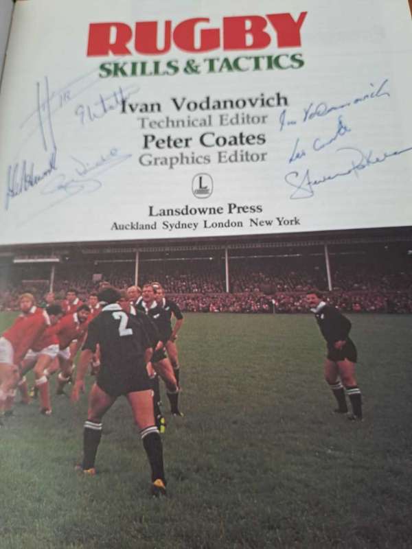 Rugby Skills and Tactics, signed by Vodanovich, Knight, Whetton, Pokere and 3 more