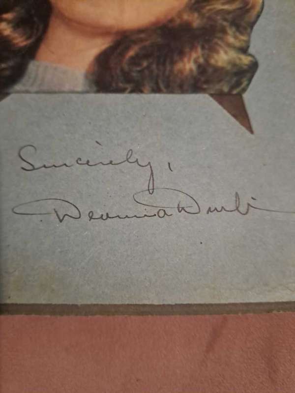 Dianna Durbin actress, original autograph