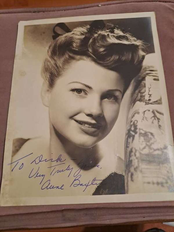 Anne Baxter, original autograph, black/white photograph