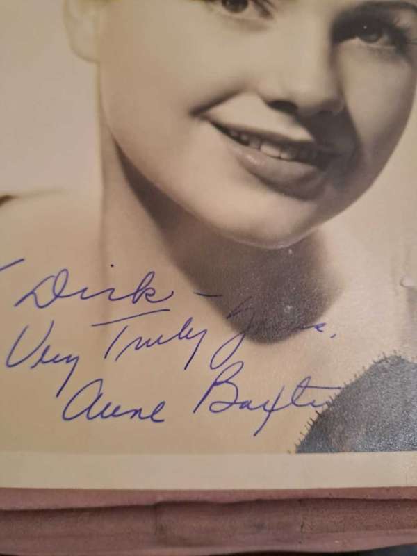 Anne Baxter, original autograph, black/white photograph