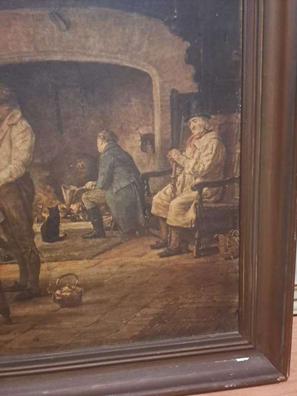 Margaret Dovaston Print, Gentlemen in Conversation, antique