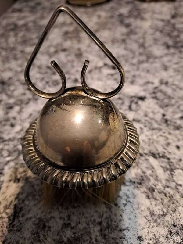 Vintage Silver Plated Old Whisk Broom Brush, Horse Hair