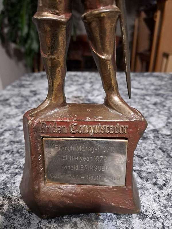Friden Conquistador Solid brass statuette best salesman award