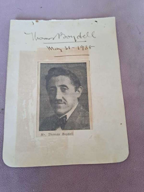 Thomas Boydell, May 31, 1938 original autograph