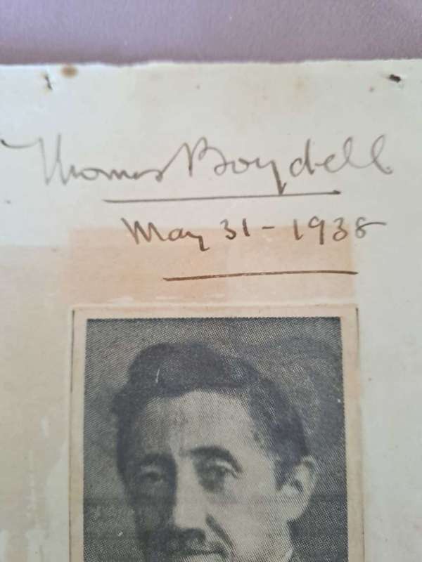 Thomas Boydell, May 31, 1938 original autograph