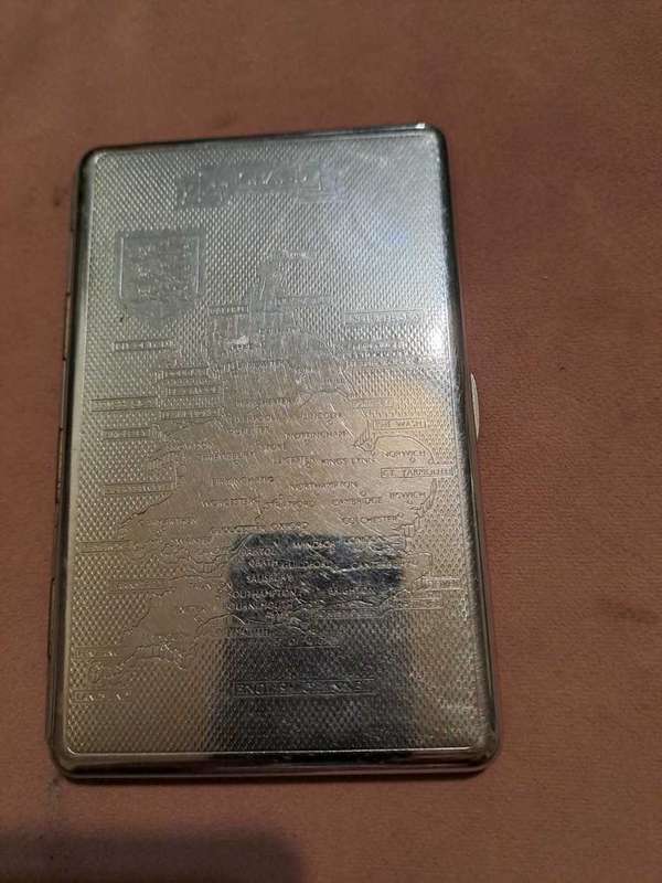 England with Counties silver/chrome plated cigarette case