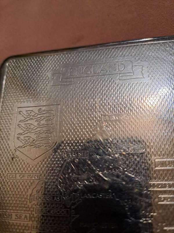 England with Counties silver/chrome plated cigarette case