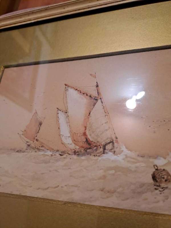 Boat on Turbulent Water by W Stewart(famous British painter)