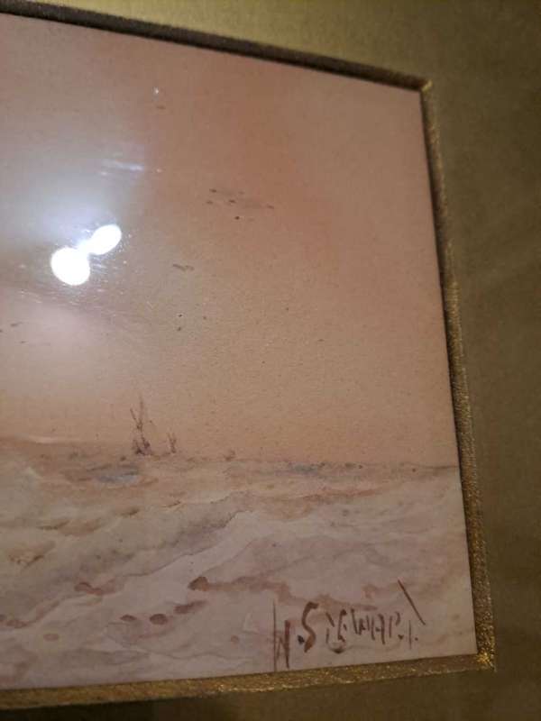 Boat on Turbulent Water by W Stewart(famous British painter)