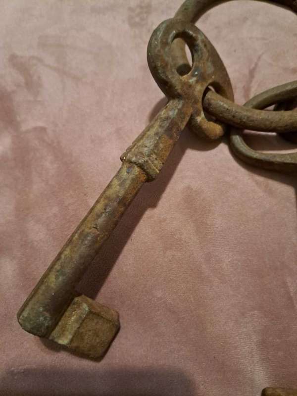 Antique, 4 x Jail Keys on Iron Ring, 18th or early 19th century