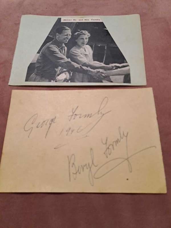George and Beryl Formby original signatures, 1946