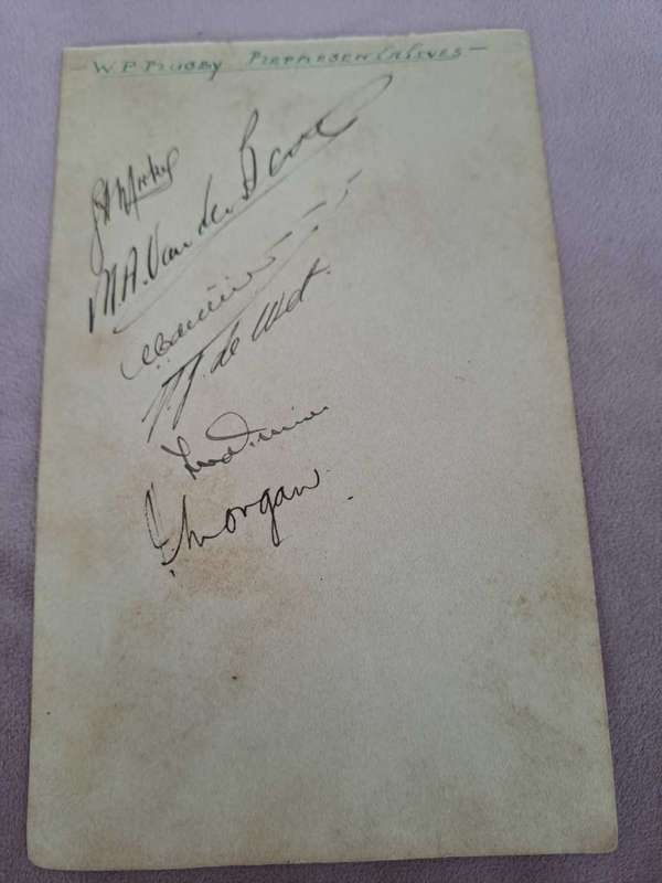 WP Rugby players original signatures, Morkel, Van Den Berg, De Villiers, De Wet, Morgan and 1