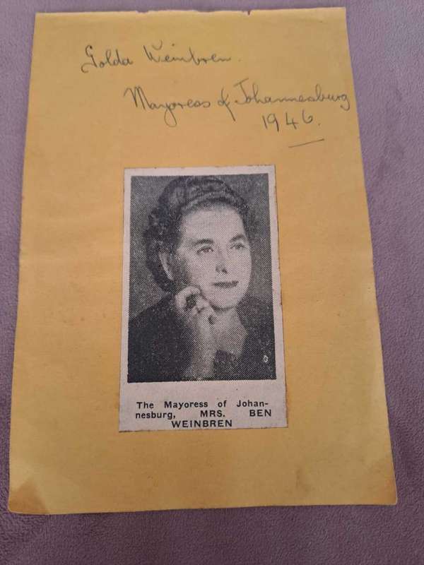 Africana, 1946 Mayoress of Johannesburg, Golda Weinbren, original signature