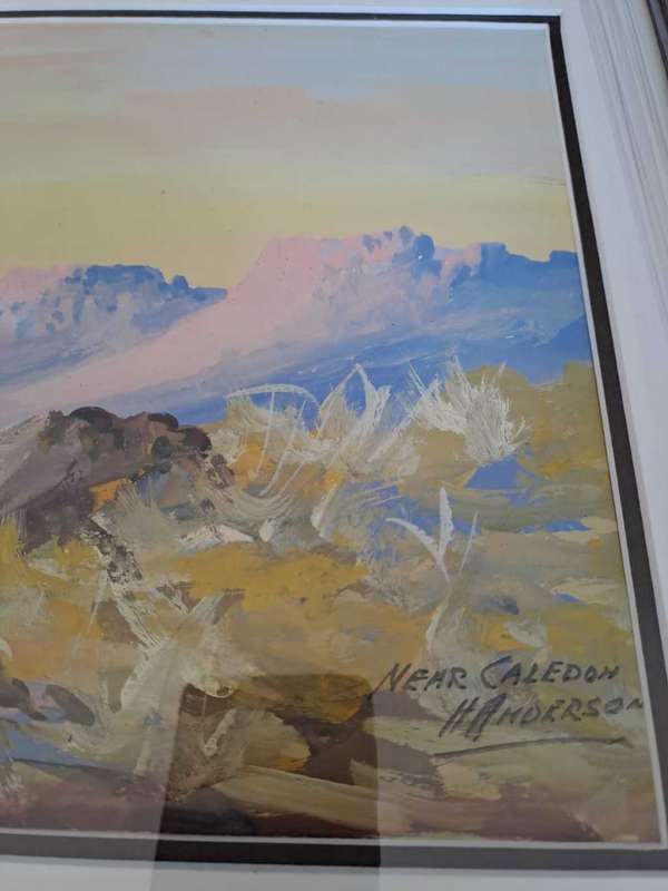 Well know SA artist H Anderson, Near Caledon, acrylic on paper