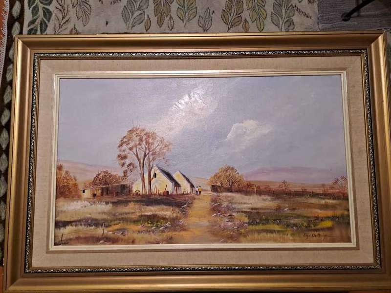 Original Elize Oosthuizen  oil, water and pastel, rural scene