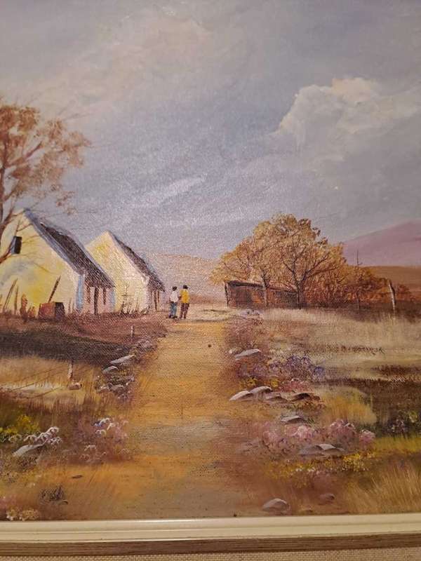Original Elize Oosthuizen  oil, water and pastel, rural scene