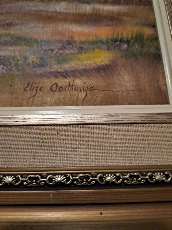 Original Elize Oosthuizen  oil, water and pastel, rural scene