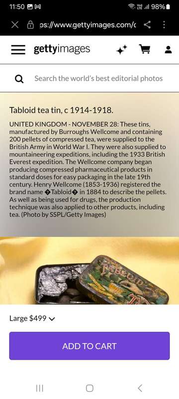 WW1 Tabloid Tea Tin