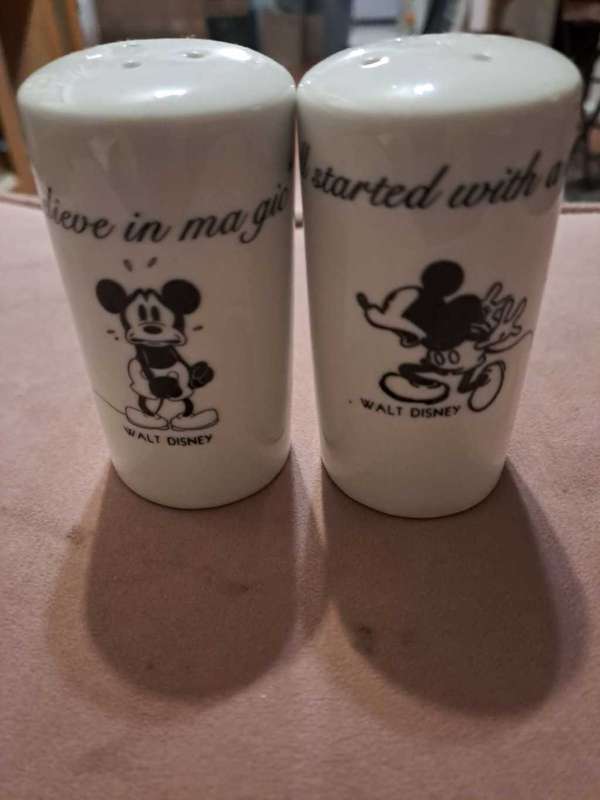 Mickey Mouse ceramic salt and pepper pots by Walt Disney