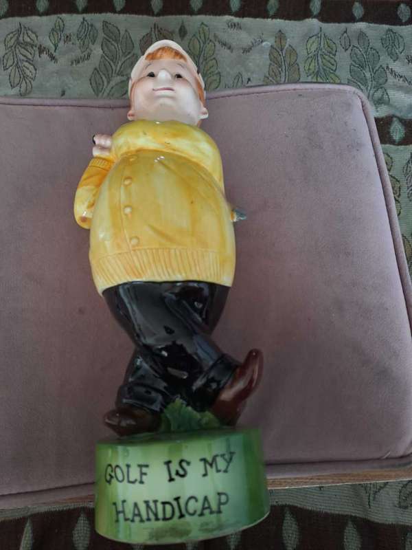 Ceramic Golfer Figure Decanter (no music box)