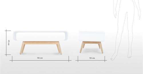 COFFEE TABLE - ESME Compact in White & Ash - MADE Furniture