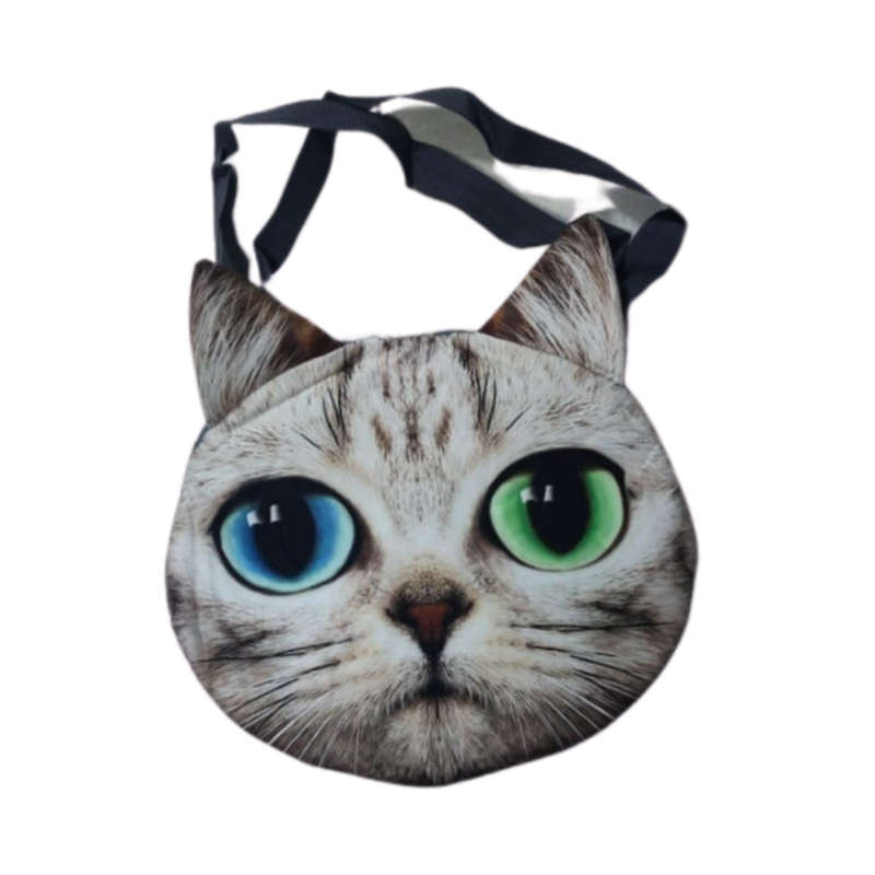 Adorable Animal 3D Prints  Whimsical Cat Lover Shoulder Bag- Pack of Two