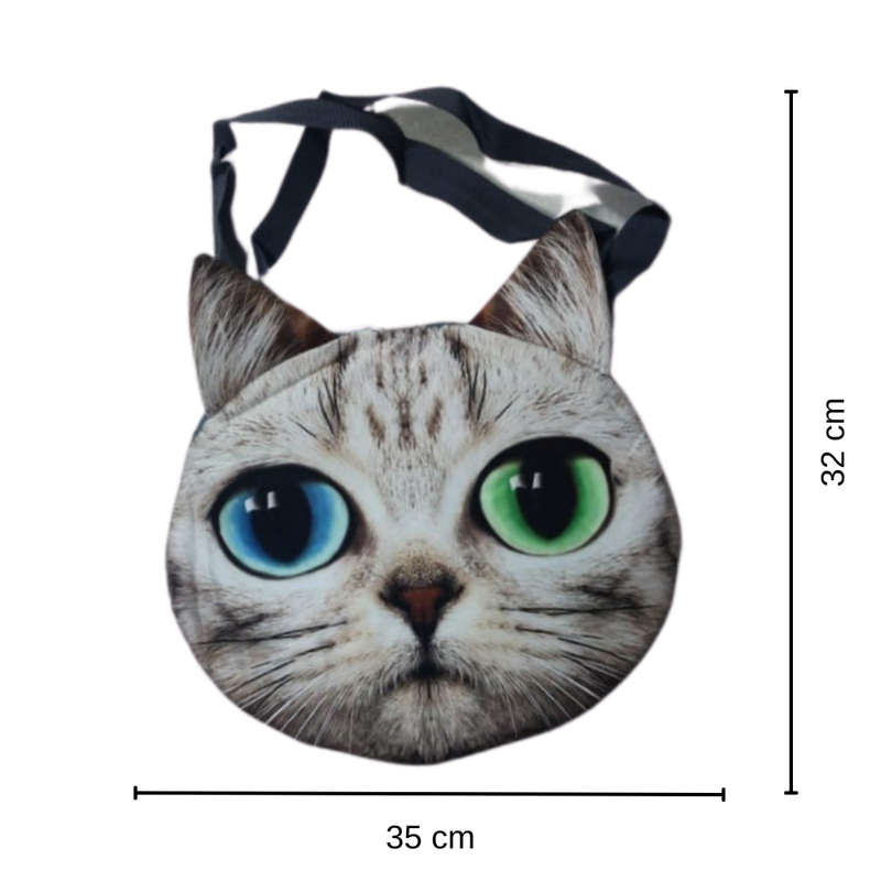 Adorable Animal 3D Prints  Whimsical Cat Lover Shoulder Bag- Pack of Two