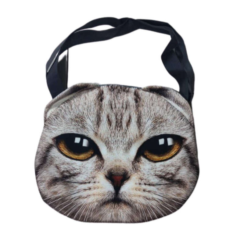 Adorable Animal 3D Prints  Whimsical Cat Lover Shoulder Bag- Pack of Two