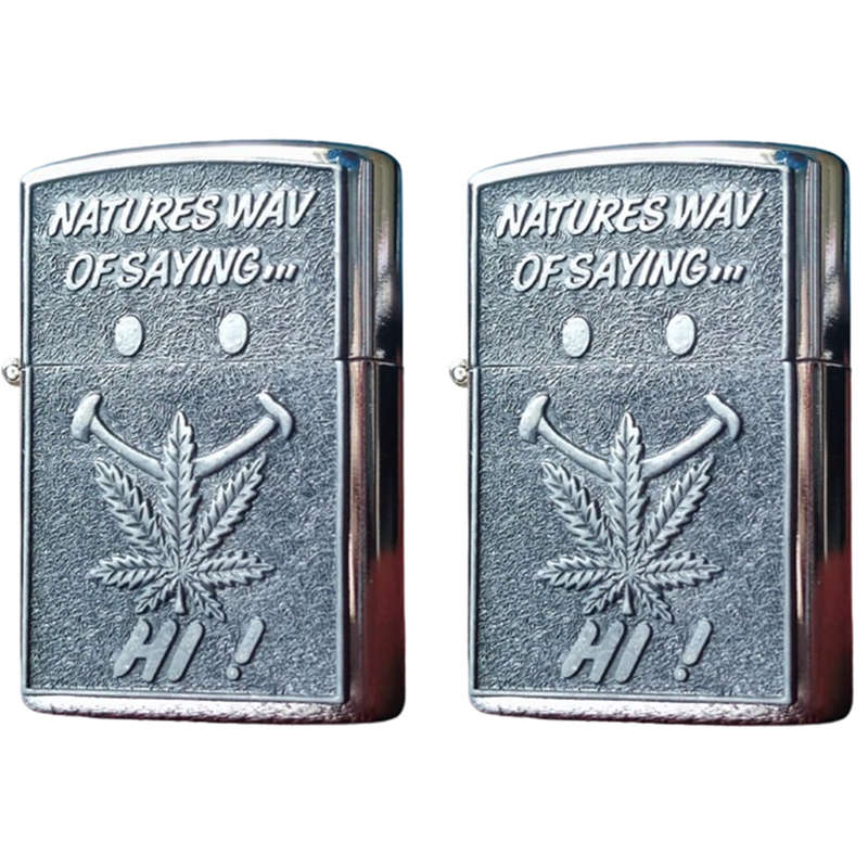 Zippo Style Liquid Fuel Star Lighter -- Natures way of saying Hi (Pack of Two)
