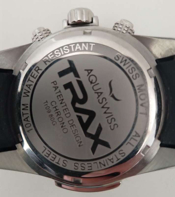 AQUASWISS Men`s Trax BLACK Chronograph Swiss Watch
