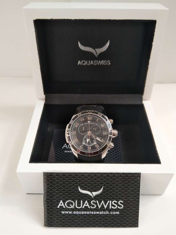 AQUASWISS Men`s Trax BLACK Chronograph Swiss Watch