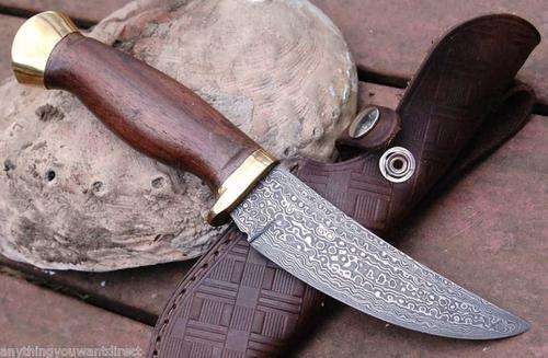 CUSTOM Handmade Raindrop Pattern Damascus Knife.