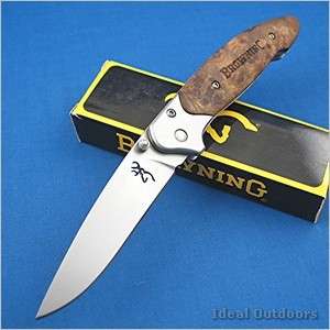 Browning Blond Wood Bead Blast Linerlock Knife