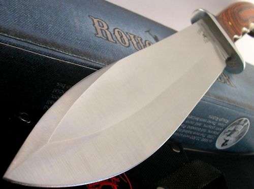Rough Rider Large Heavy Bowie Finger Groove Wood Knife