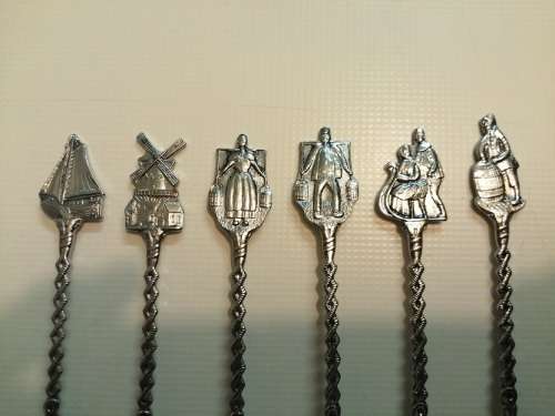 Set of Dutch cake forks, silver  plated