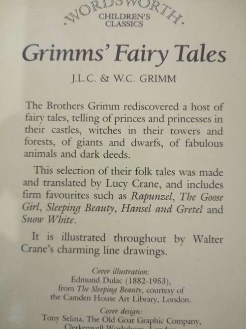 Grimms Fairy Tales printed 1993, Selected stories