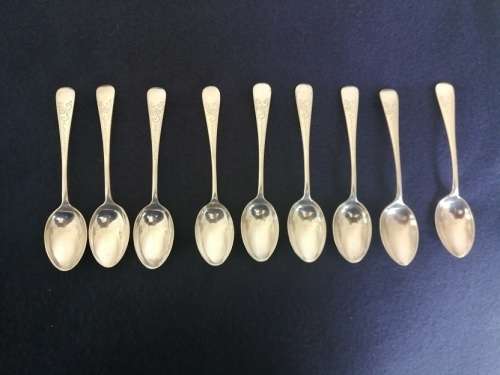 Set of 9 James Dixon and Sons A1 teaspoons